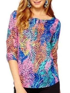 LILLY PULITZER Electric Feel Henley Blouse | XL